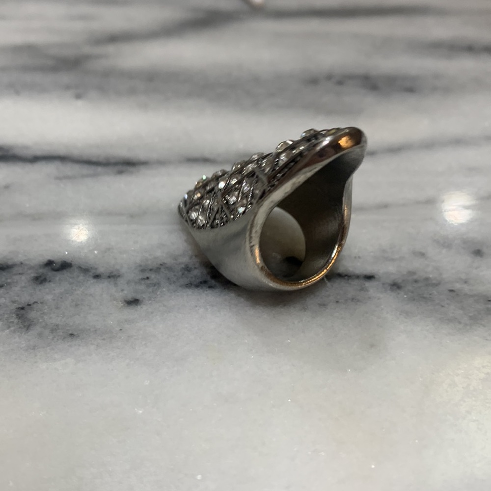 Silver Full finger Rhinestone Ring Size 4.5 - Picture 4 of 7